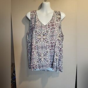 Floral Patterned Sleeveless Top, Size XL